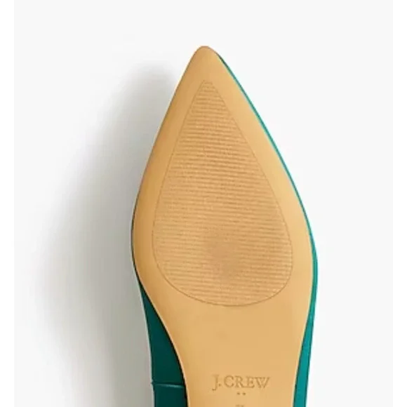 Crystal Embellished Pointed-Toe Satin Flats | Sz 7, Green | J Crew Factory - Picture 6 of 6